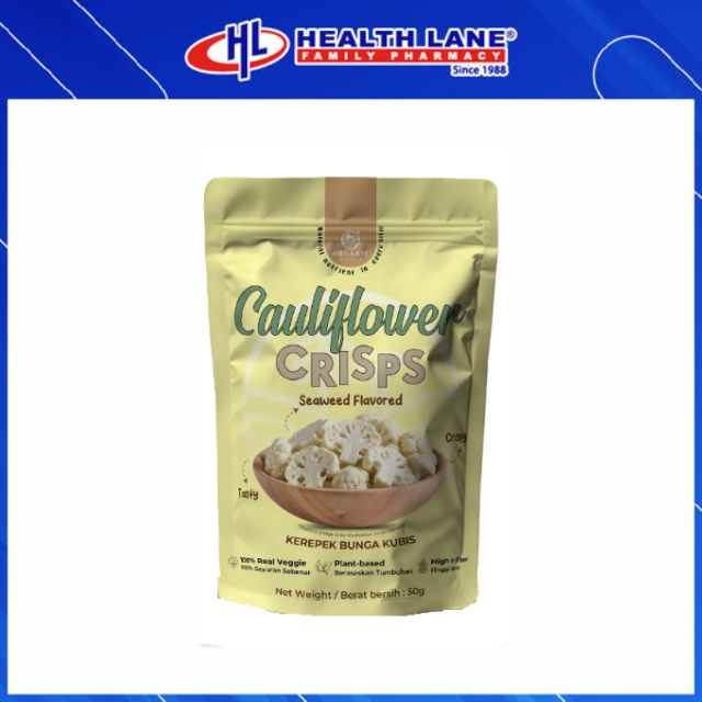 ORGANIC FIELDS CAULIFLOWER CRISPS WITH SEAWEED FLAVOURED 50G 